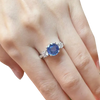 JR0129L - Unheated Blue Sapphire with Diamond Ring set in Platinum 950 Setting