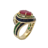 JR0397L - Ruby with Emerald, Blue Sapphire and Diamond Ring set in 18K Gold Setting