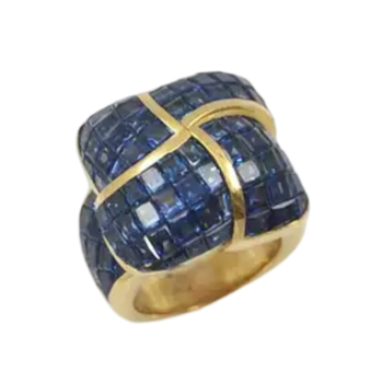 JR3231C - Invisible Set Blue Sapphire Ring set in 18K Gold Setting