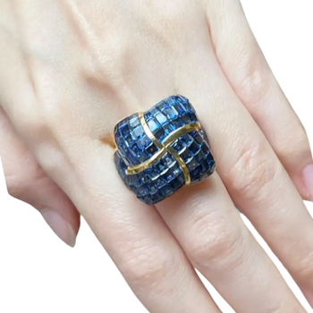 JR3231C - Invisible Set Blue Sapphire Ring set in 18K Gold Setting