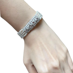DGJB - Art Deco Fresh Water Pearl and Diamond Bracelet set in 18K White Gold Setting