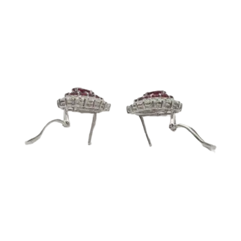 JE0165M - Ruby and Diamond Earrings set in 18K White Gold Setting