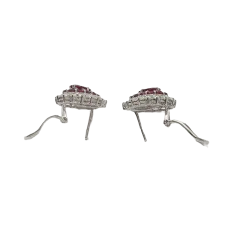 JE0165M - Ruby and Diamond Earrings set in 18K White Gold Setting
