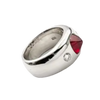 JR0309T - Sugarloaf Cabochon Ruby with Diamond Ring set in 18K White Gold Setting