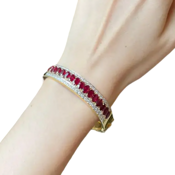 JBB1062 - Ruby with Diamond Bangle Bracelet set in 18K Gold Setting