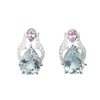 JE0330L - Aquamarine, Pink Sapphire and Diamond Earrings set in 18K White Gold Setting