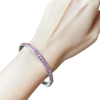 JB0098M - Pink Sapphire Bangle Bracelet set in 18K White Gold Setting