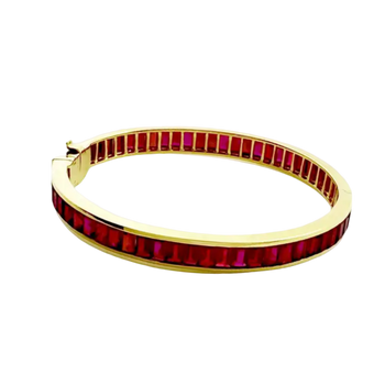 JB13156Z - Ruby Bangle Bracelet set in 18K Gold Setting
