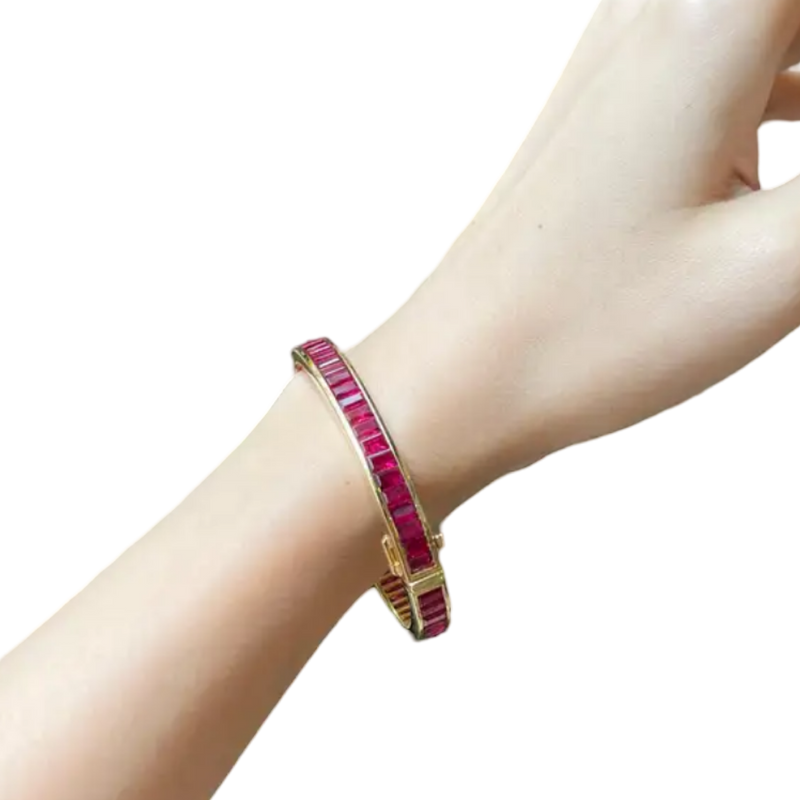JB13156Z - Ruby Bangle Bracelet set in 18K Gold Setting