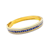 JB0015Q - Blue Sapphire with Diamond Bangle Bracelet set in 18K Gold Setting