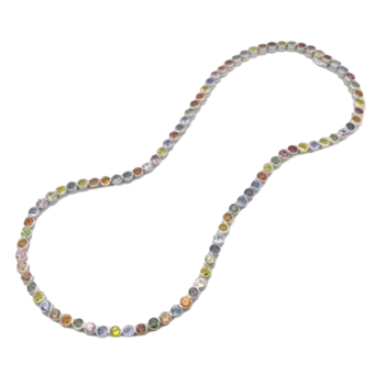 JN0040P - Rainbow Colour Sapphire Necklace set in 18 Karat White Gold Setting