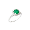 JR0336L - Emerald with Diamond Ring set in 18K White Gold Setting