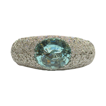 JB0048K - GIA Certified Paraiba Tourmaline with Filigree Diamond Bangle Bracelet in Platinum Setting