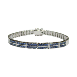 JB0043K - Blue Sapphire Bracelet Set in 14K White Gold Setting