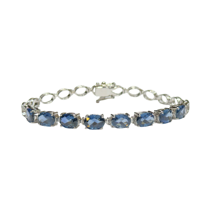 JB0044K - Blue Sapphire Bracelet Set in 14K White Gold Setting