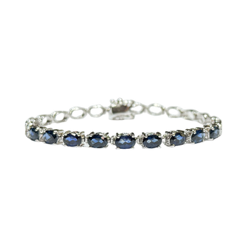 JB0045K - Blue Sapphire Bracelet Set in 14K White Gold Setting