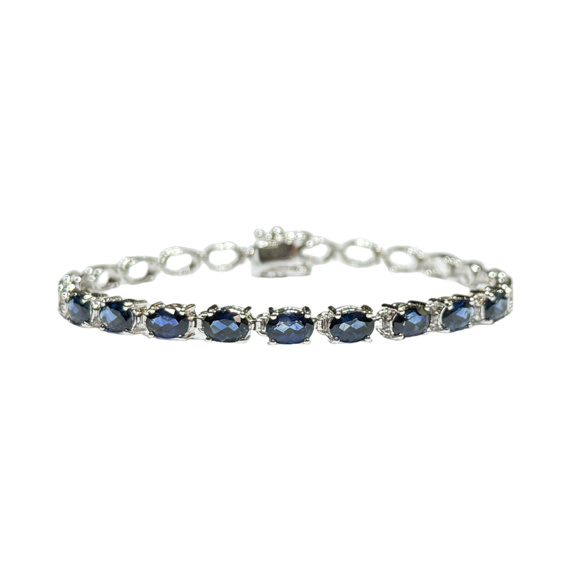 JB0045K - Blue Sapphire Bracelet Set in 14K White Gold Setting