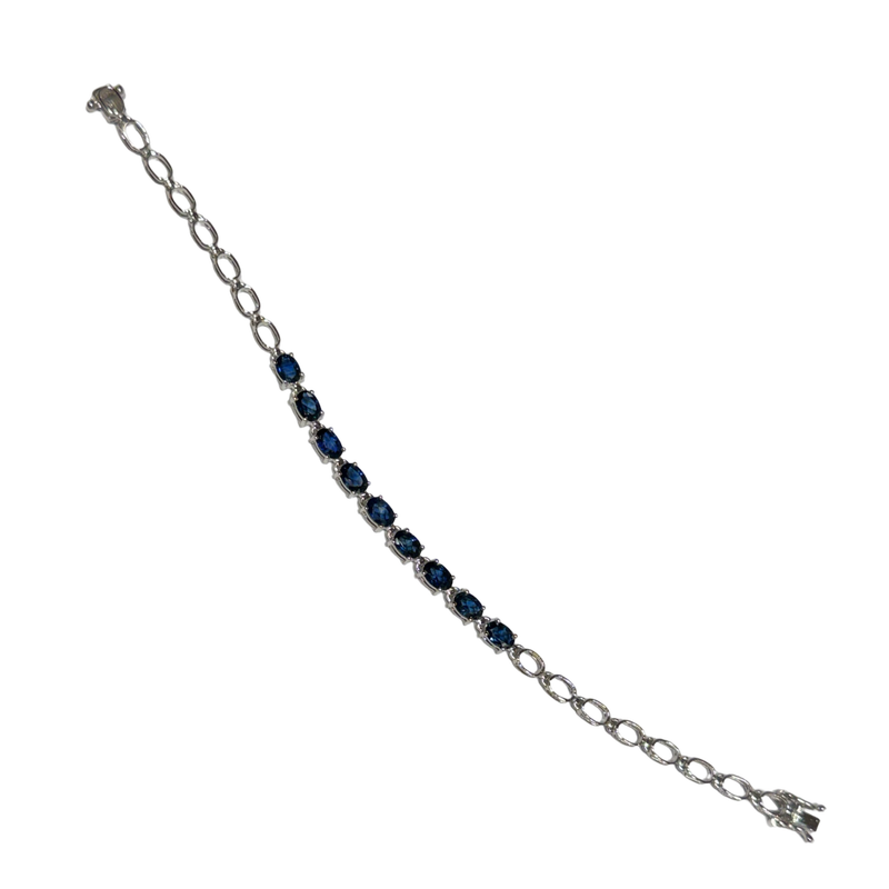 JB0045K - Blue Sapphire Bracelet Set in 14K White Gold Setting