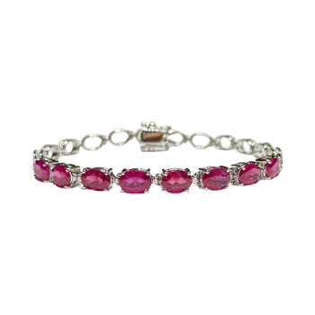 JB0046K - Ruby Bracelet Set in 14K White Gold Setting