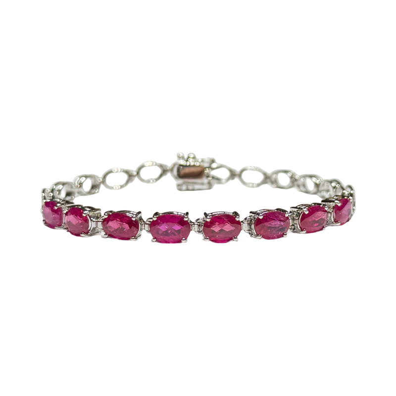 JB0046K - Ruby Bracelet Set in 14K White Gold Setting