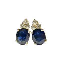JE0056K - Blue Sapphire with Diamond Earrings Set in 18K Gold Setting