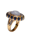 JR0125K - Blue Star Sapphire with Blue Sapphire Ring Set in 18K Rose Gold Setting