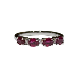 JR0135K - Ruby with Diamond Ring Set in 18K White Gold Setting