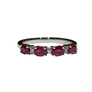 JR0135K - Ruby with Diamond Ring Set in 18K White Gold Setting