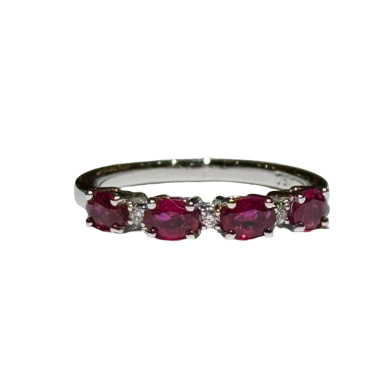JR0135K - Ruby with Diamond Ring Set in 18K White Gold Setting