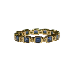 JR0124K - Blue and Yellow Sapphire  Eternity Ring Set in 18K Gold Setting