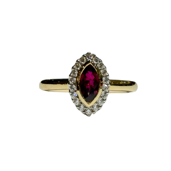 JR0122K -  Marquise Ruby with Diamond Ring Set in 18K Gold Setting