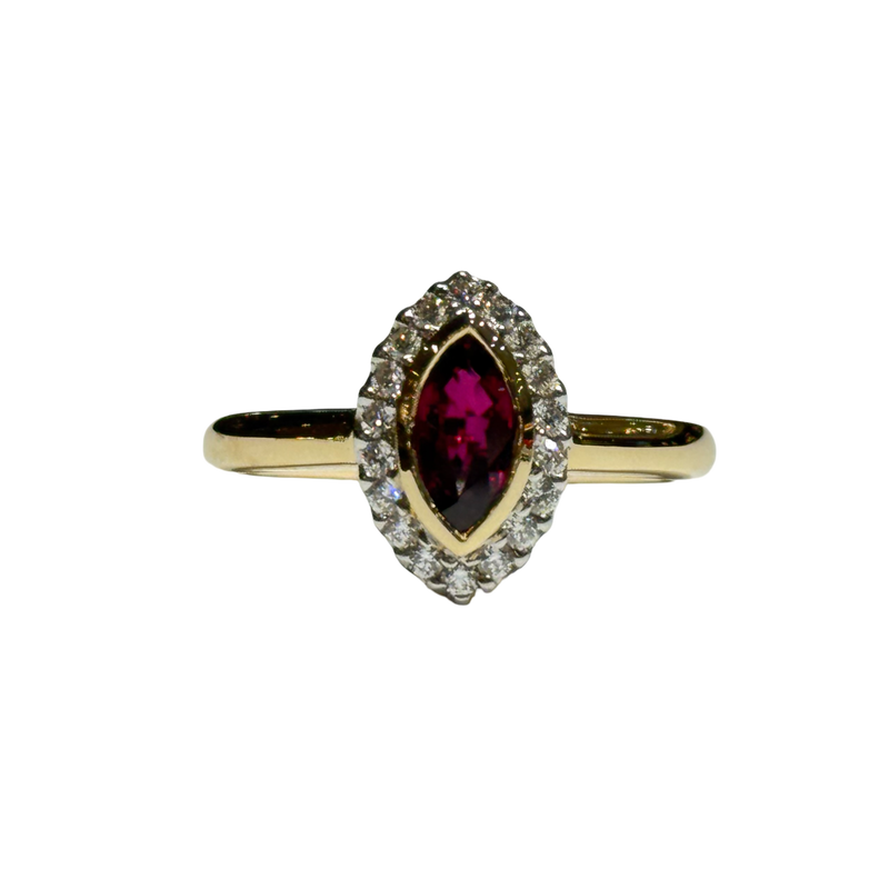 JR0122K -  Marquise Ruby with Diamond Ring Set in 18K Gold Setting