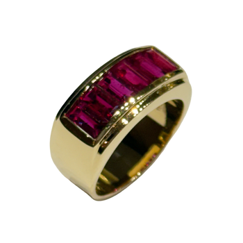 JR0116K - Baguette Ruby Men’s Ring Set in 18K Gold Setting