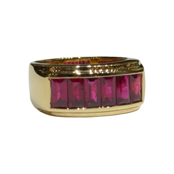 JR0116K - Baguette Ruby Men’s Ring Set in 18K Gold Setting