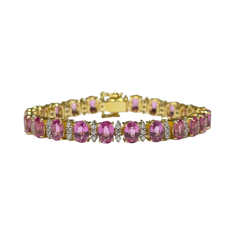 JB0049K - Pink Sapphire with Diamond Bracelet Set in 18K Gold Setting