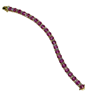 JB0049K - Pink Sapphire with Diamond Bracelet Set in 18K Gold Setting