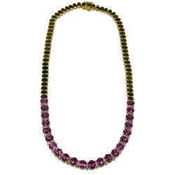 JN0008K - Pink Sapphire with Diamond Necklace Set in 18K Gold Setting
