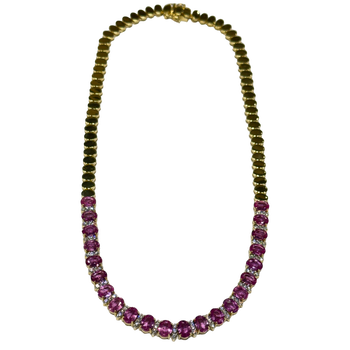JN0008K - Pink Sapphire with Diamond Necklace Set in 18K Gold Setting