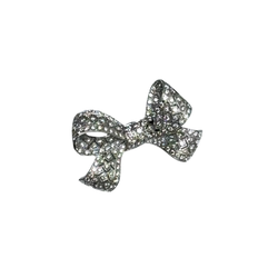 JP0050K - Filigree Diamond Bow Brooch Set in 18K White Gold Setting