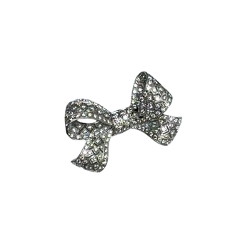 JP0050K - Filigree Diamond Bow Brooch Set in 18K White Gold Setting