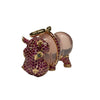 JP0067K - Carved Rose Quartz with Pink Sapphire Hippopotamus Pendant Set in 18K Rose Gold Setting