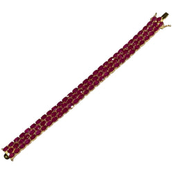 JB0058K - Triple-Rows Ruby Tennis Bracelet Set in 14K Gold Setting
