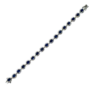 JB0052K - Blue Sapphire with Diamond Bracelet Set in 18K White Gold Setting