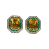 JE0103K - Yellow Sapphire with Tsavorite & Diamond Earrings set in 18K Gold Setting