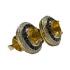 JE0104K - Yellow Sapphire with Blue Sapphire & Diamond Earrings set in 18K Gold Setting