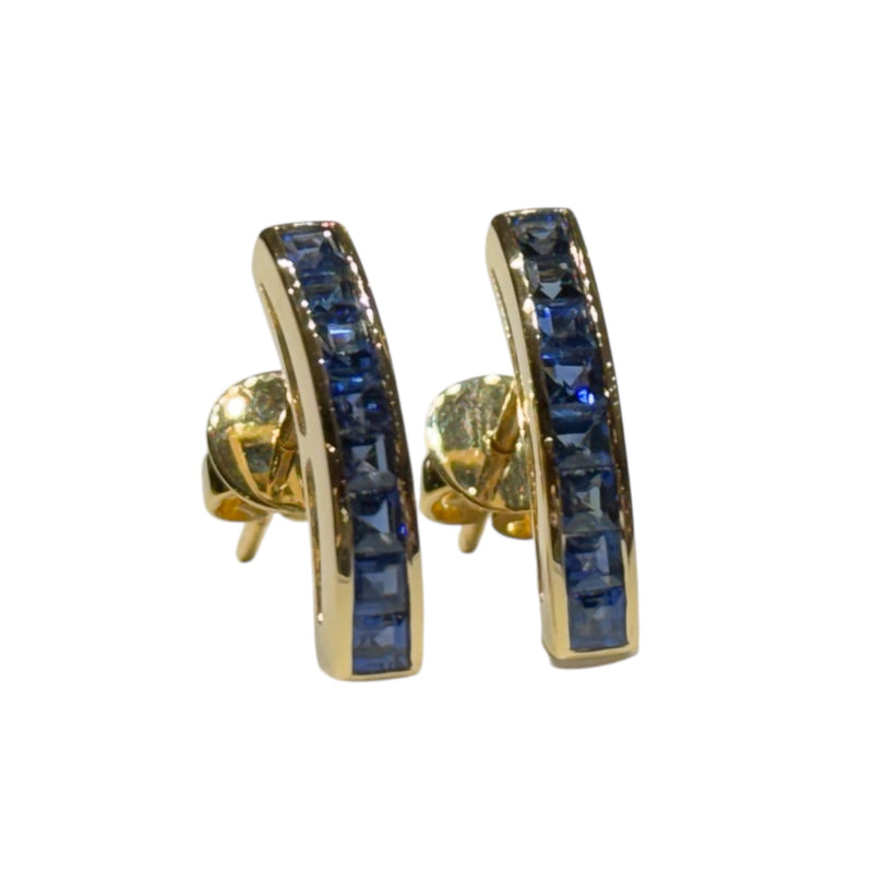 JE0099K - Blue Sapphire Earrings Set in 14K Gold Setting