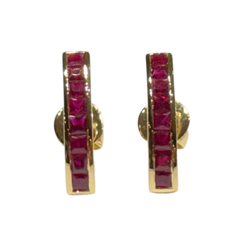 JE0100K - Ruby Earrings Set in 14K Gold Setting