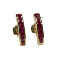 JE0100K - Ruby Earrings Set in 14K Gold Setting