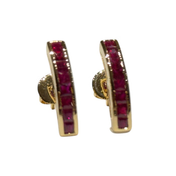 JE0100K - Ruby Earrings Set in 14K Gold Setting