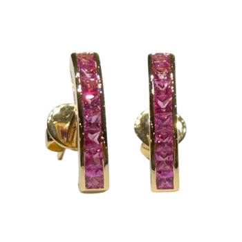 JE0101K - Pink Sapphire Earrings Set in 14K Gold Setting